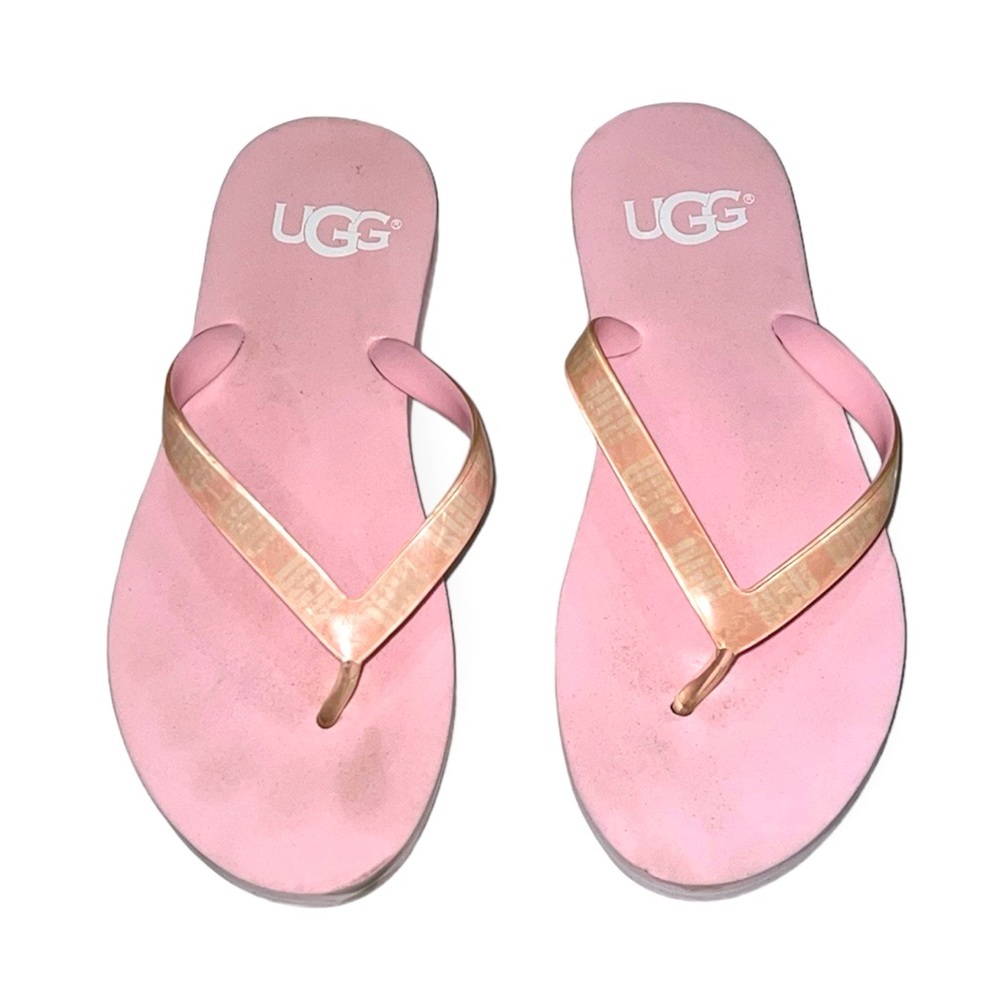 UGG Pink Logo Flip Flops size 7